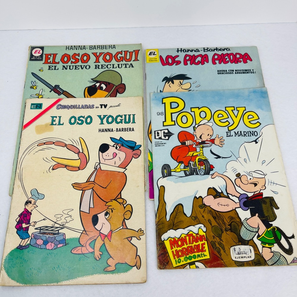 Vtg Spanish Comic Book Lot Hanna-Barbera Yogi Bear Flintstones Popeye 1969-70